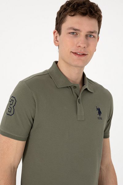 U.S. Polo Assn. Men's Slim Fit Polo Neck Dark Khaki Basic T-Shirt 50305929-Vr111