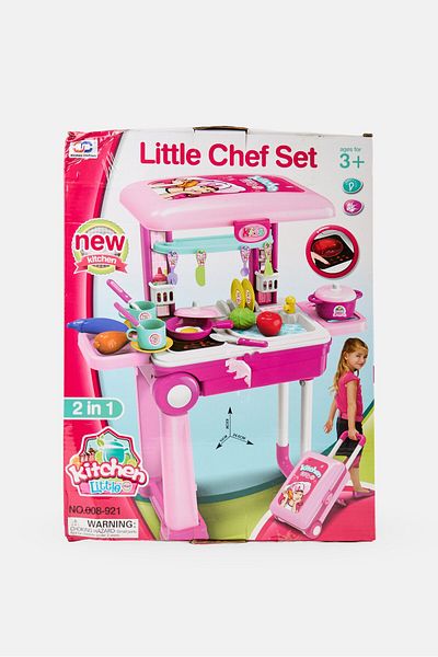 little chef 2 In 1 Kitchen Play Set With Suitcase Trolley