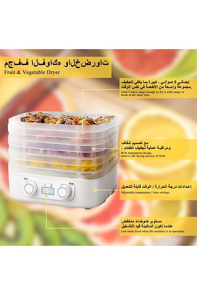 FlashHawk Mini Food Dehydrator Machine 5 Trays With Digital Timer For Fruit Vegetable Meat 160W HM-801