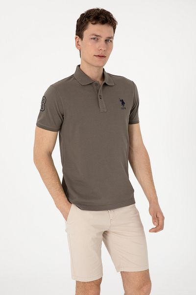 U.S. Polo Assn. Men's Slim Fit Polo Neck Mink Basic T-Shirt 50305929-Vr052