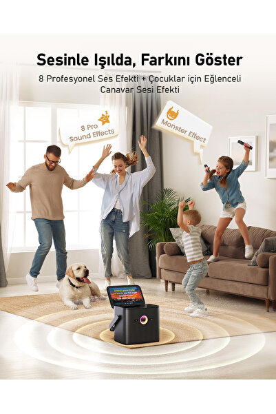 Ikarao Partybox Shell S3 80W Karaoke Bluetooth Hoparlör Seti, 7.1" Tablet, 2 Mikrofon, Ses Bombası