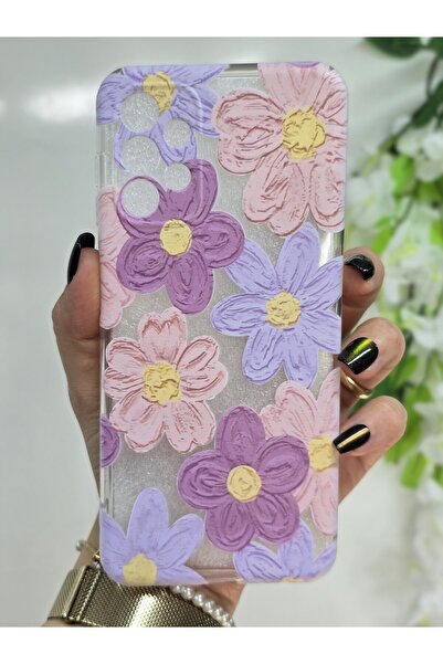Magic Ring Samsung Galaxy A13 Uyumlu Pastel Renkli Çiçekler Desenli Şeffaf Te...