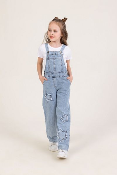DMB BOYS & GIRLS 4-14 ani Fată Copil Star Detaliat Bumbac Denim Slopet Strap Blugi Salopetă
