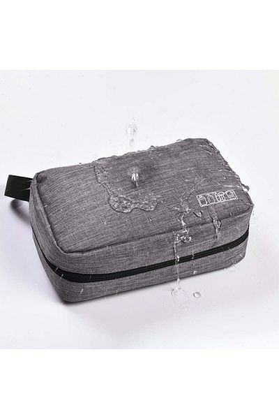 TECOS Textile travel bag for cosmetics, Tecos, 24*13*7.5 centimeters, with hanger, gray