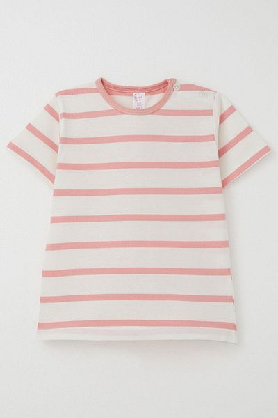 Breeze Girl's T-Shirt with Placket Stripes 1-4 Years, Ecru