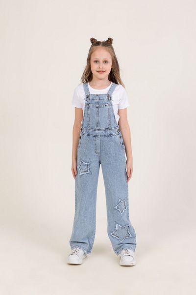 DMB BOYS & GIRLS 4-14 ani Fată Copil Star Detaliat Bumbac Denim Slopet Strap Blugi Salopetă