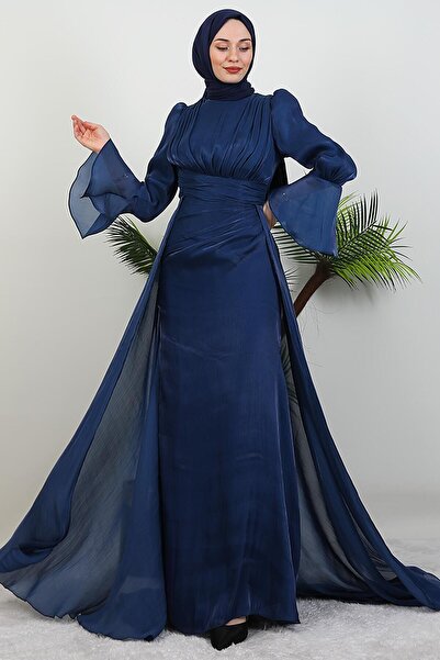 GİYZAMİLA Φόρεμα Yoryo με μανίκια Flounced Navy Blue