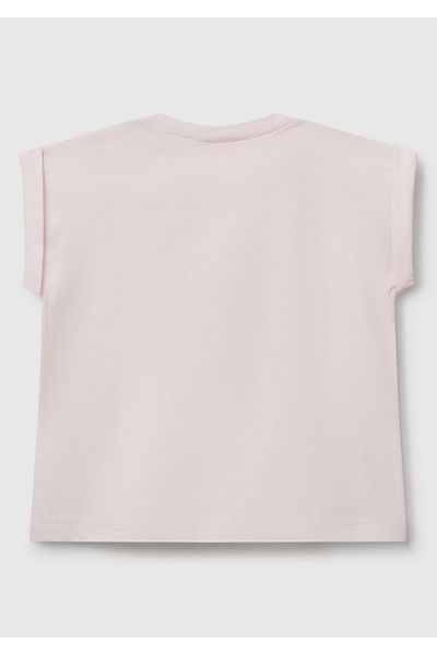 United Colors of Benetton تي شيرت بيبي باودر وردي مطبوع من الأمام