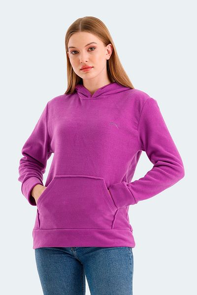 Slazenger Casual Hooded Fleece Women's Sports Sweatshirt Purple