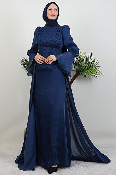 GİYZAMİLA Φόρεμα Yoryo με μανίκια Flounced Navy Blue