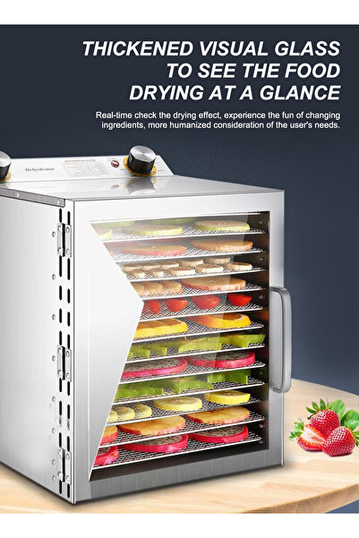 glanfen Food Dehydrator, 12 Trays Dehydrators for Jerky, Herbs, Fruit, with Timer and Temperature Control