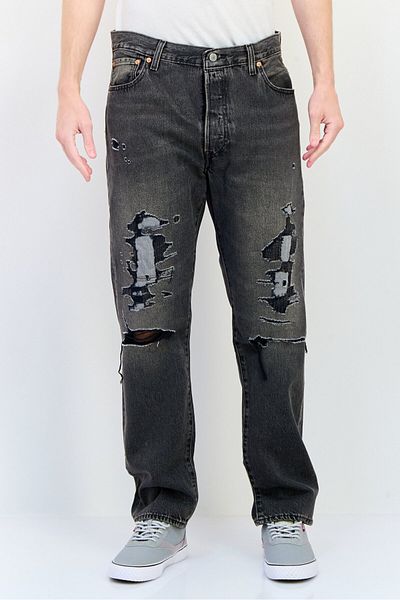 Levi's Men Regular Fit Distressed No Stretch Denim, Charcoal