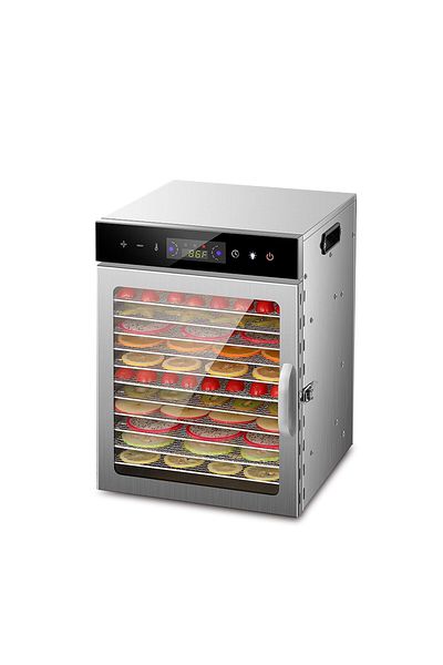 FlashHawk Food Dehydrator, 12 Stainless Steel Trays Dehydrators for Food and Jerky, Fruit, Temperature Control