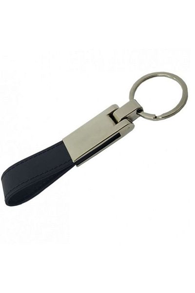 Acousticworld Black Leather Metal Keychain