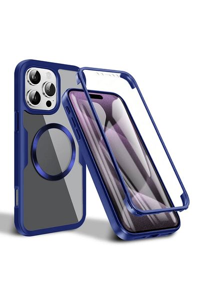 SKYDDAR INNOVATION Carcasă de protecție pentru iPhone 16 Pro, [pachet 360°] Colorverse Magsafe, albastră, set cu autocolant