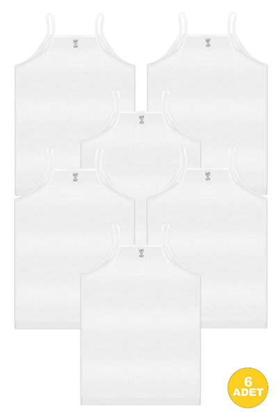 CNT Girls' String Strap 100% Cotton White Premium Undershirt 6-Pack