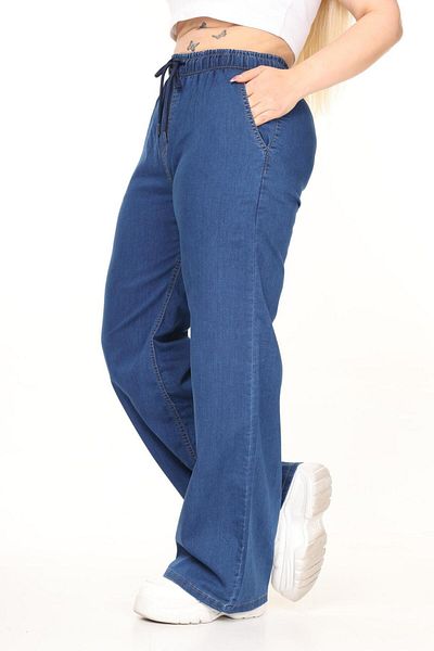 tarzımsüper Plus Size Pants - Blue - Elastic