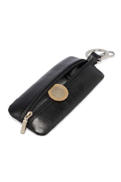 Tergan Black Genuine Leather Unisex Keychain - S1An 00000192 -B06