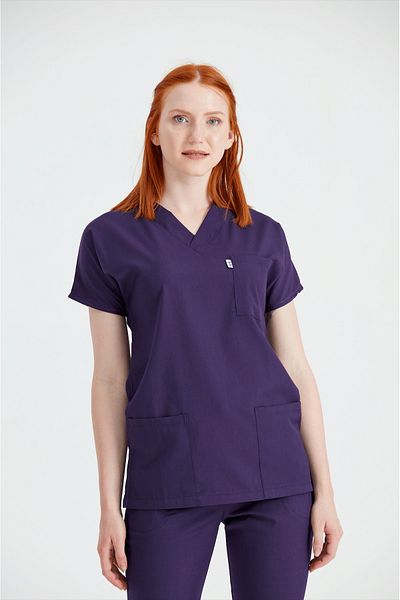 DEMOTEKS Costum medical mov din elastan, pentru femei - model clasic flexibil