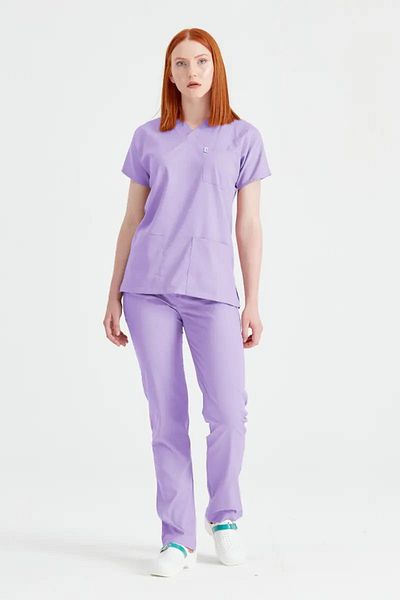 DEMOTEKS Costum Medical Elastan Lila, Pentru Femei - Model Classic Flex