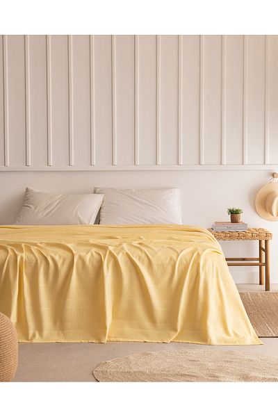 Madame Coco Mathilda Double 100% Cotton Karde Plain Pique - Yellow