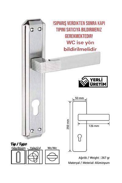 Üsküp Yapı & Mimarlık Elite Tulip Mirror Nickel-Satin Door Handle