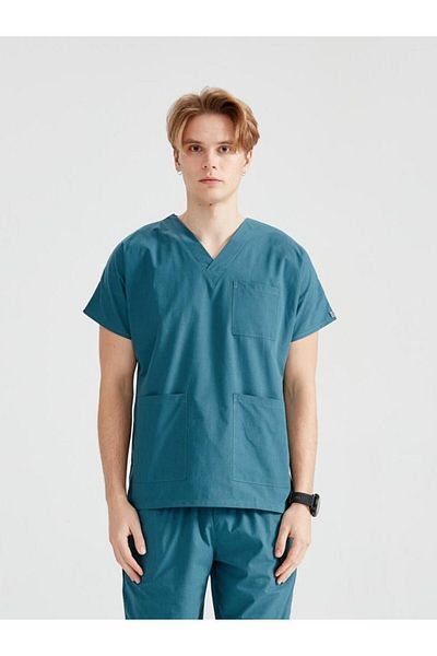 DEMOTEKS Costum Medical Elastan Verde Petrol, Pentru Barbati - Model Classic Flex-XS