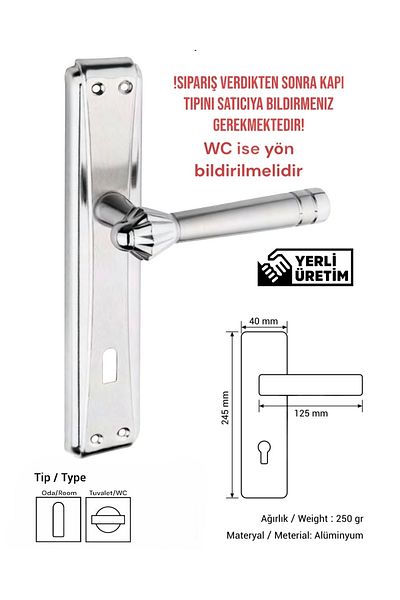 Üsküp Yapı & Mimarlık Karizma Tulip Nickel-Satin Door Handle with Mirror