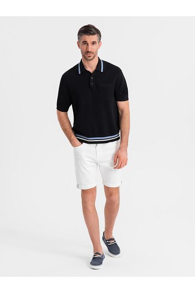 OMBRE Klassische Herren-Jeansshorts mit hochgekrempeltem Bein - weiß V1 OM-SRDS-0162 XXL