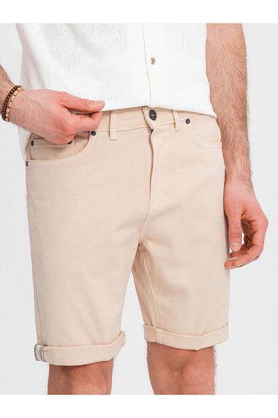 OMBRE Klassische Herren-Jeansshorts mit hochgekrempeltem Bein - Creme V2 OM-SRDS-0162 M