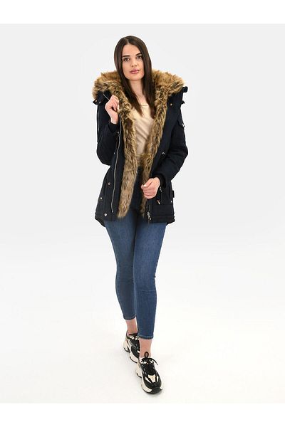Navahoo Daria Warme Damen Winter Jacke Parka Lang Mantel Winterjacke Fell Kragen B380