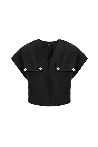 KAMEYA DÜĞME DETAY V YAKALI BLUZ 25S10742