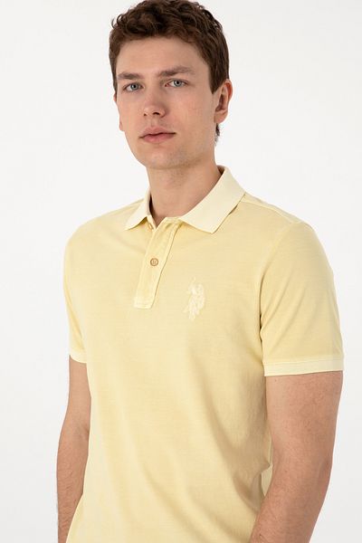 U.S. Polo Assn. Men's Slim Fit Polo Neck Light Khaki Basic T-Shirt 50298053-Vr183