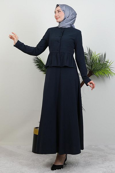 GİYZAMİLA Σετ με βολάν στη μέση Navy Blue