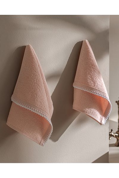 Madame Coco Aveline Crochet 100% Cotton 2-Piece Hand Towel - Powder/White