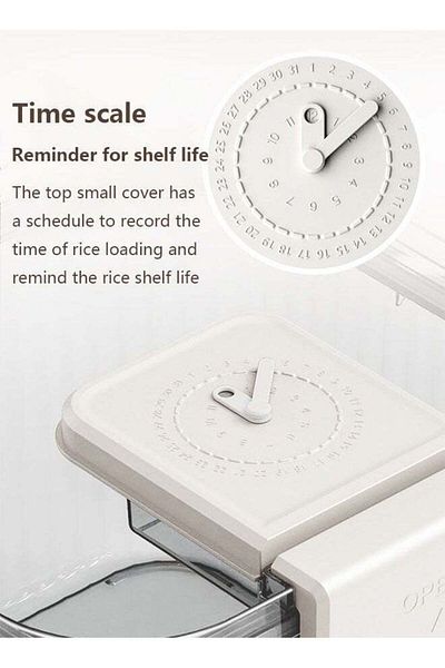 fulina Large capacity food storage box, sealed and insect-proof design, for storing rice, 25x24x17cm, white