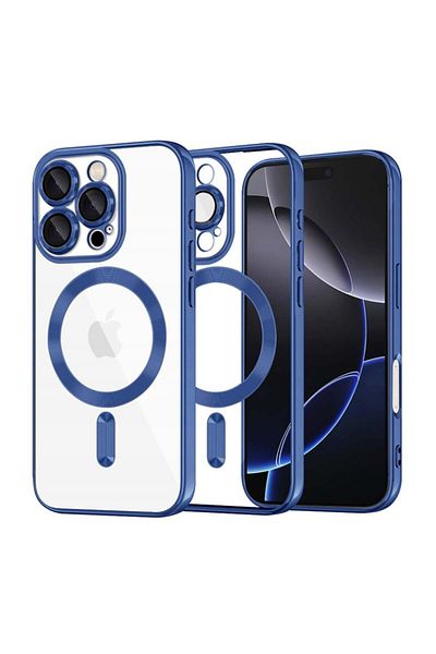 SKYDDAR INNOVATION Husă pentru iPhone 16 Pro Max, Luxury Shield Magsafe, protecție antișoc, albastră, set autocolante