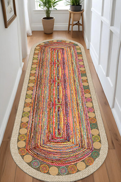 G&C HOME Dijital Kaymaz Yıkanabilir Modern Renkli Mutfak Halısı Salon Halısı Yolluk