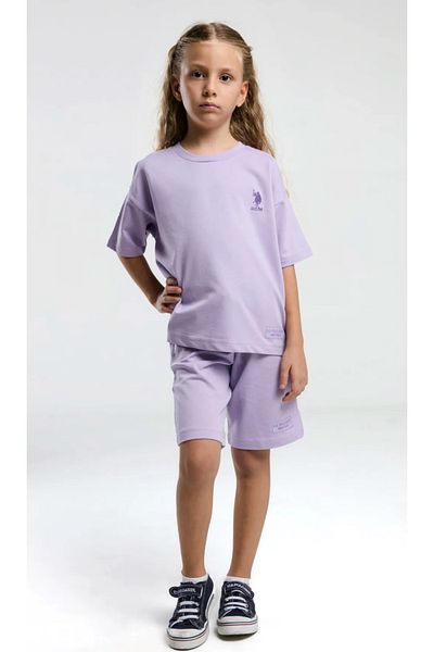 U.S. Polo Assn. Girl, Licensed, Uspa, Lilac, 100% Cotton 2'Li Suit
