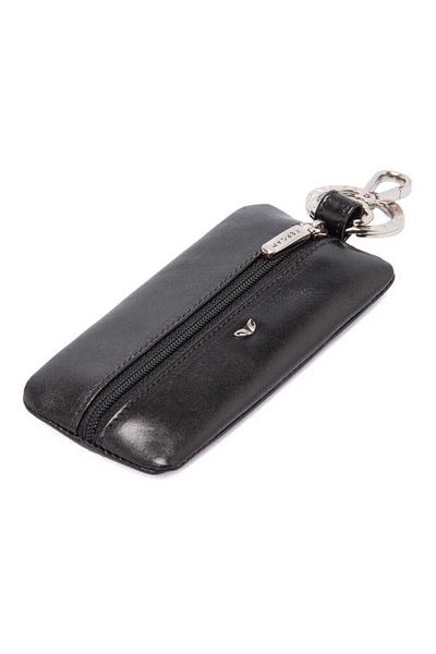 Tergan Black Genuine Leather Unisex Keychain - S1An 00000129 -B06