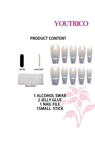 Youtrico Handmade press-on nails,Fine flash, Gradient purple,medium long ladder,S