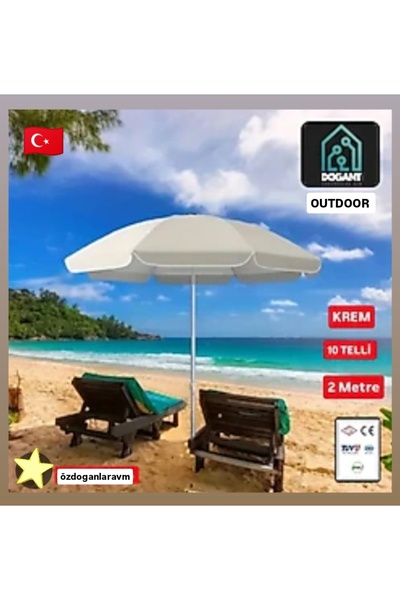 dogant özdoğanlar avm Krem Güneş Deniz Plaj Balkon 2 Metre Şemsiye 10 Telli Ç...