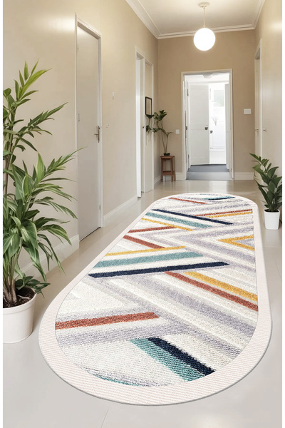 LTS HOME Dijital Kaymaz Yıkanabilir Modern Renkli Mutfak Halısı Salon Halısı ...