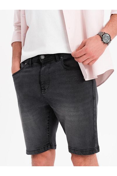 OMBRE Herren Jeansshorts im klassischen Schnitt - Schwarz V4 OM-SRDS-0171 XXL