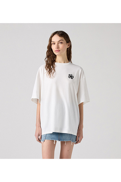 Levi's White Graphic Short Stack Tee T-Shirt For Women