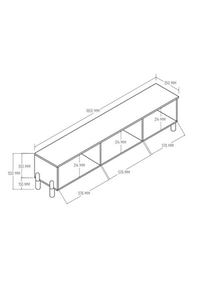 Mezza 4090 Napoli 180 Cm (Membran MDF Kapaklı) Bohem Tv Ünitesi Sepet - Beyaz