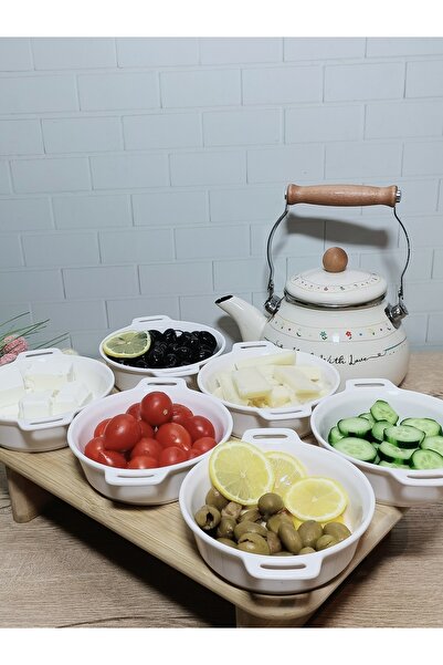 cicilihome 3'lü Porselen Kulplu Kahvaltılık Kase-tabak