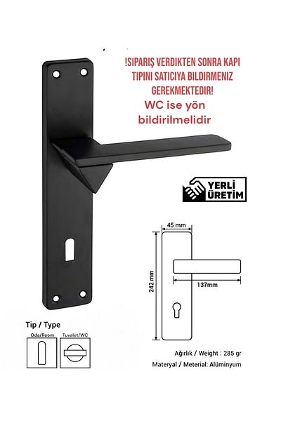 Üsküp Yapı & Mimarlık Laura Mirrored Black Door Handle