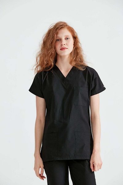 DEMOTEKS Costum Medical Elastan Negru, Pentru Femei - Model Classic Flex