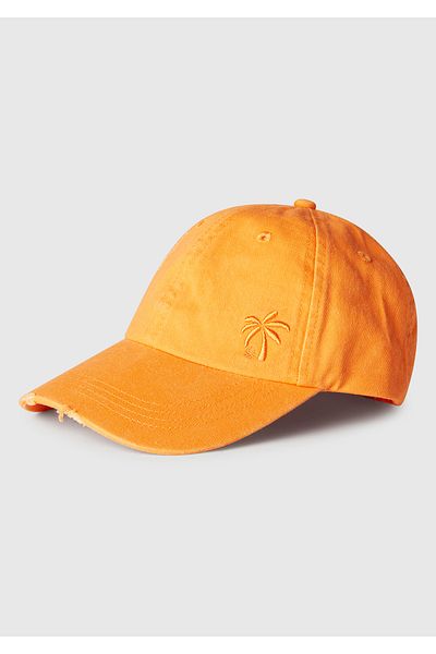 United Colors of Benetton Boy's Orange Ripped Distressed Effect Embroidered Cap Hat